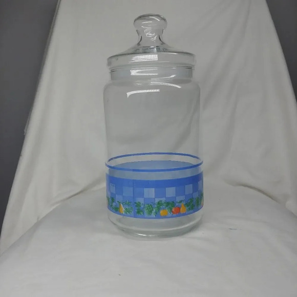 Vintage Arcopal Glass Cookie Jar with Lid designed Marc Palluy Primeur  1980s - Picture 3 of 7
